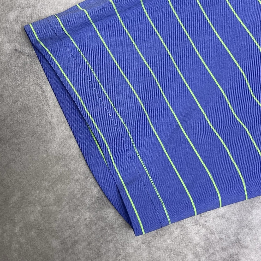 DONALD ROSS Golf Shirt Medium Short Sleeve Blue w/Green Stripe Polyester - Picture 5 of 11